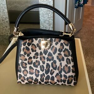 Kate Spade Leopard Print Satchel with Black Trim